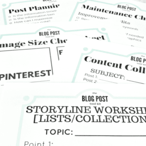A pile of story line worksheets sitting on top of each other.