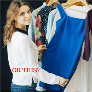 Woman Building Awesome Wardrobe with Blue Dress