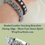 Beaded Leather Stack Bracelets on wrist