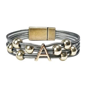 A is for adjustable bracelet with gold beads