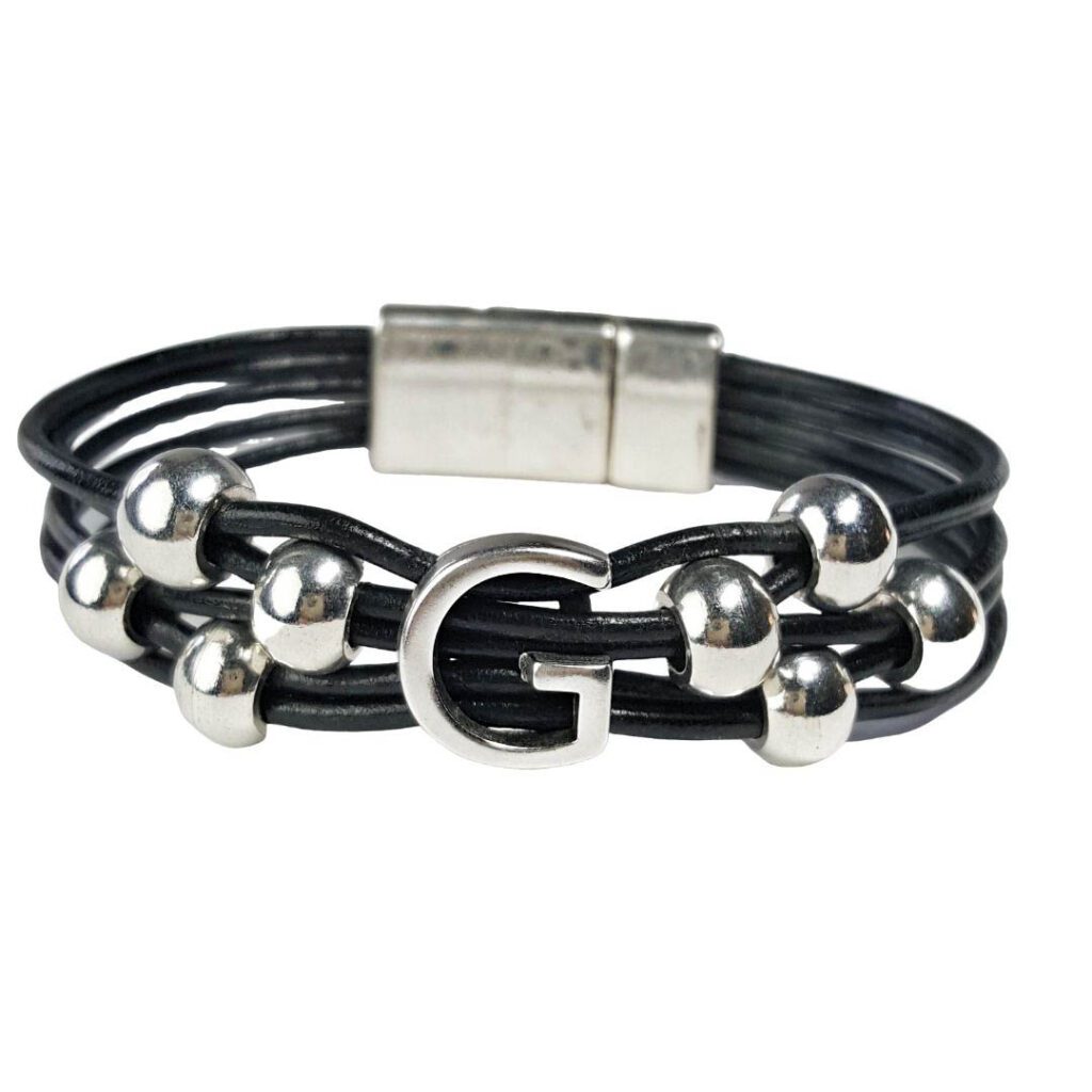 Monogram Initial Leather Bracelet - Letter G - Choice of colors