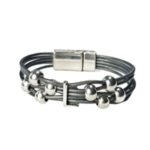 Grey Leather Bracelet Initial L
