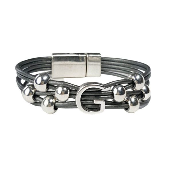 Monogram Initial Leather Bracelet - Letter G - Choice of colors