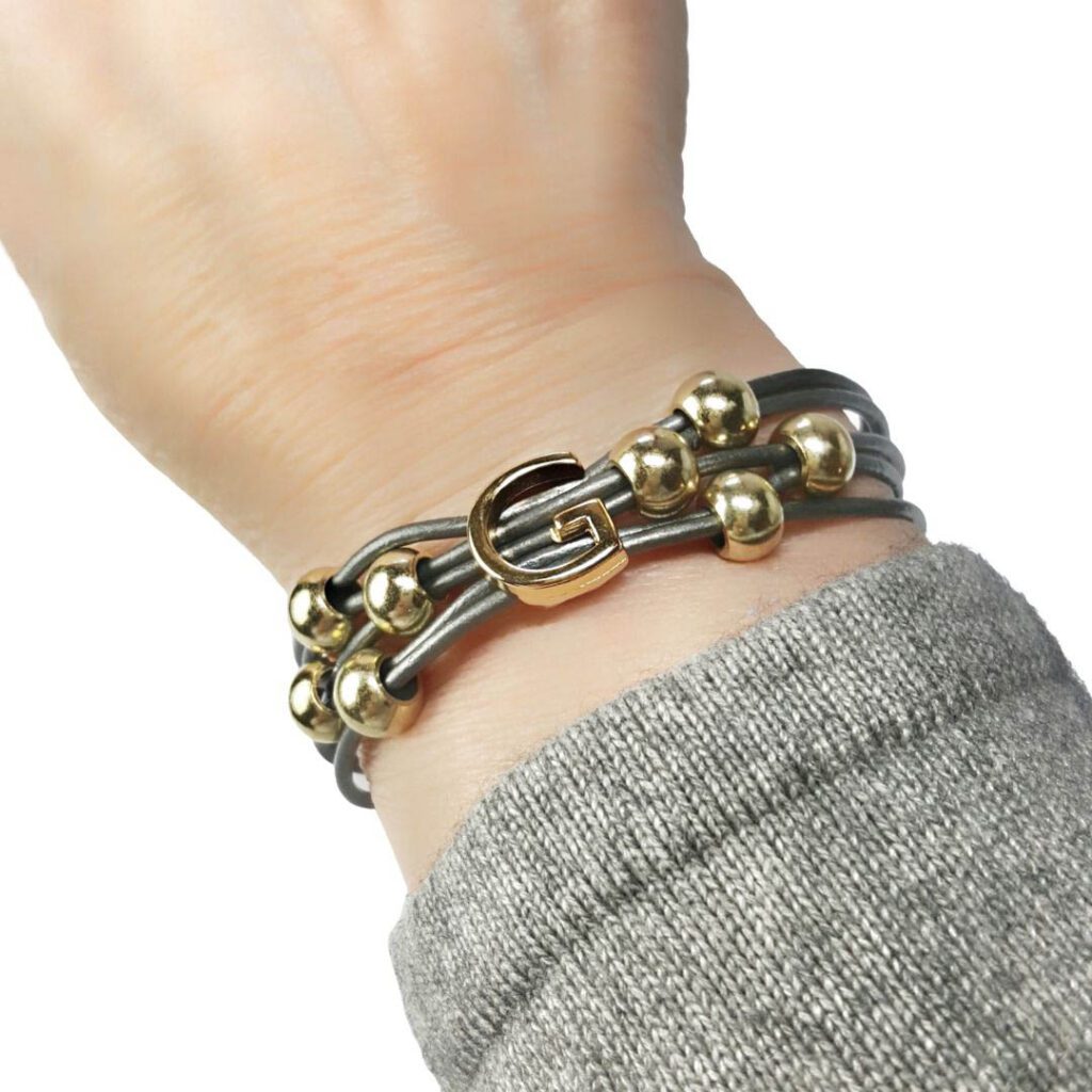 Monogram Initial Leather Bracelet - Letter G - Choice of colors