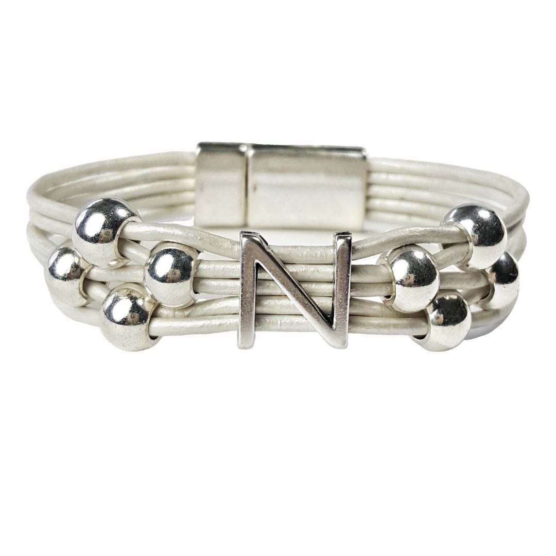 Monogram Initial Leather Bracelet - Letter N - Choice of colors