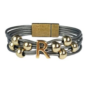 A bracelet with the letter r on it