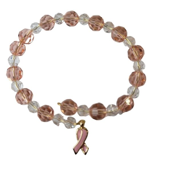 Pink Cancer Awareness Bracelet made with Austrian crystals on memory wire